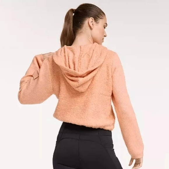 FLX Hooded Half-Zip Mixed-Media Pullover Blushed Out Size M - Picture 2 of 16